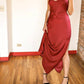 Aakaa - Side Slit Satin Maxi Dress