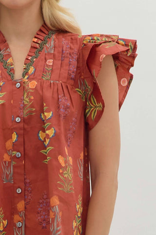 Entro - Brick Floral Top