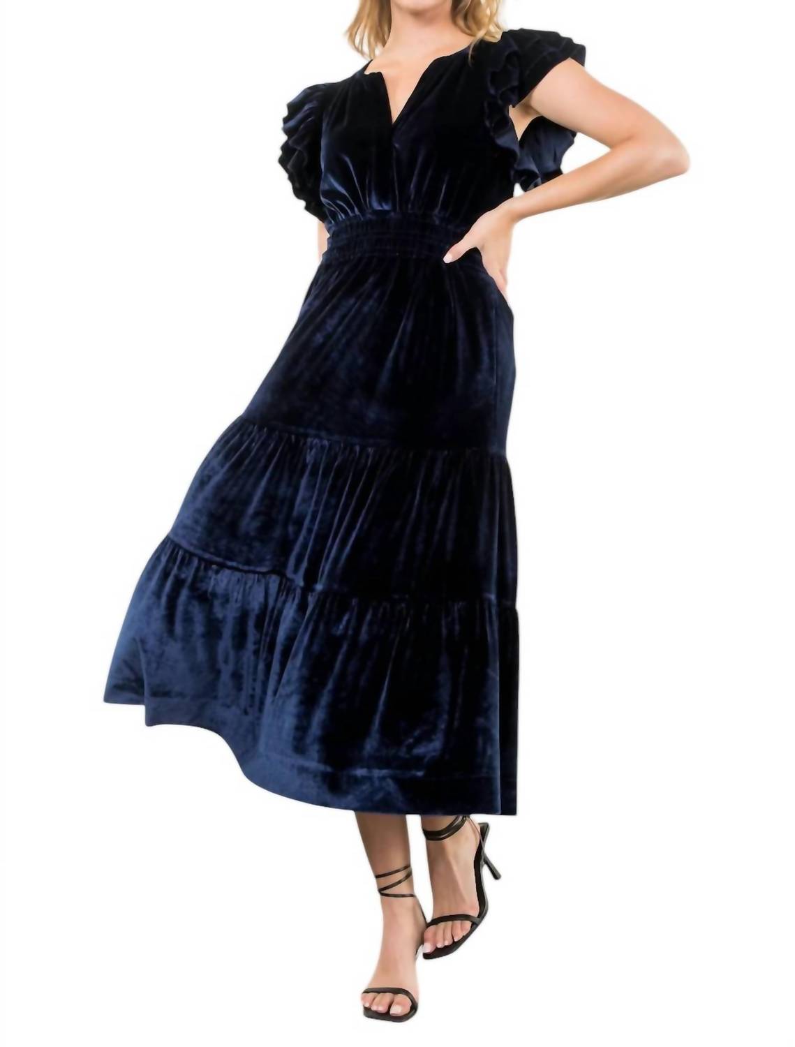 Thml - Velvet Tiered Maxi Dress
