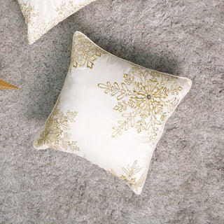 Natural Snowflake Embroidered Pillow – 18x18"