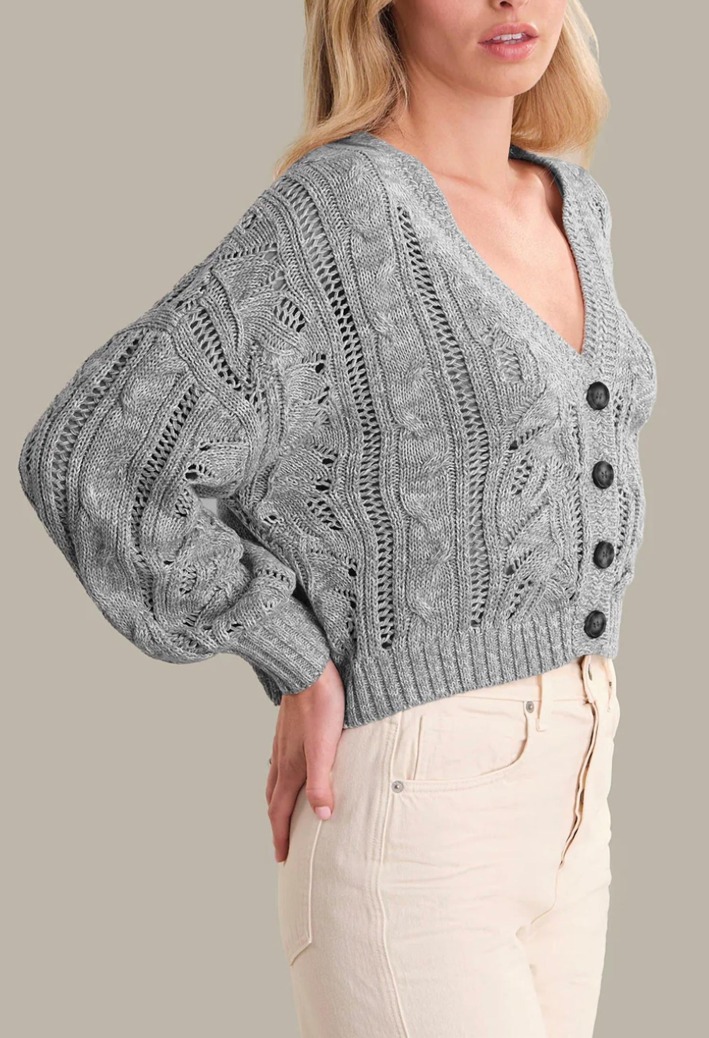 525 America - Brielle Pointelle Cable Cardigan