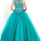 Rachel Allan - Halter Beaded Organza Pageant Ball Gown