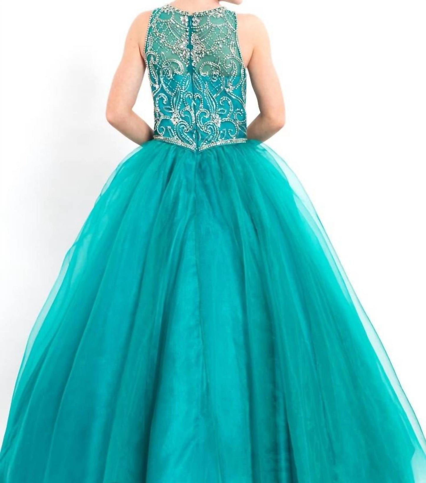 Rachel Allan - Halter Beaded Organza Pageant Ball Gown