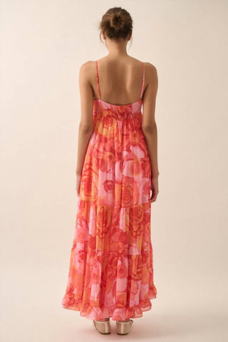 Promesa - Blooming Bliss Floral Chiffon Tiered Maxi Dress