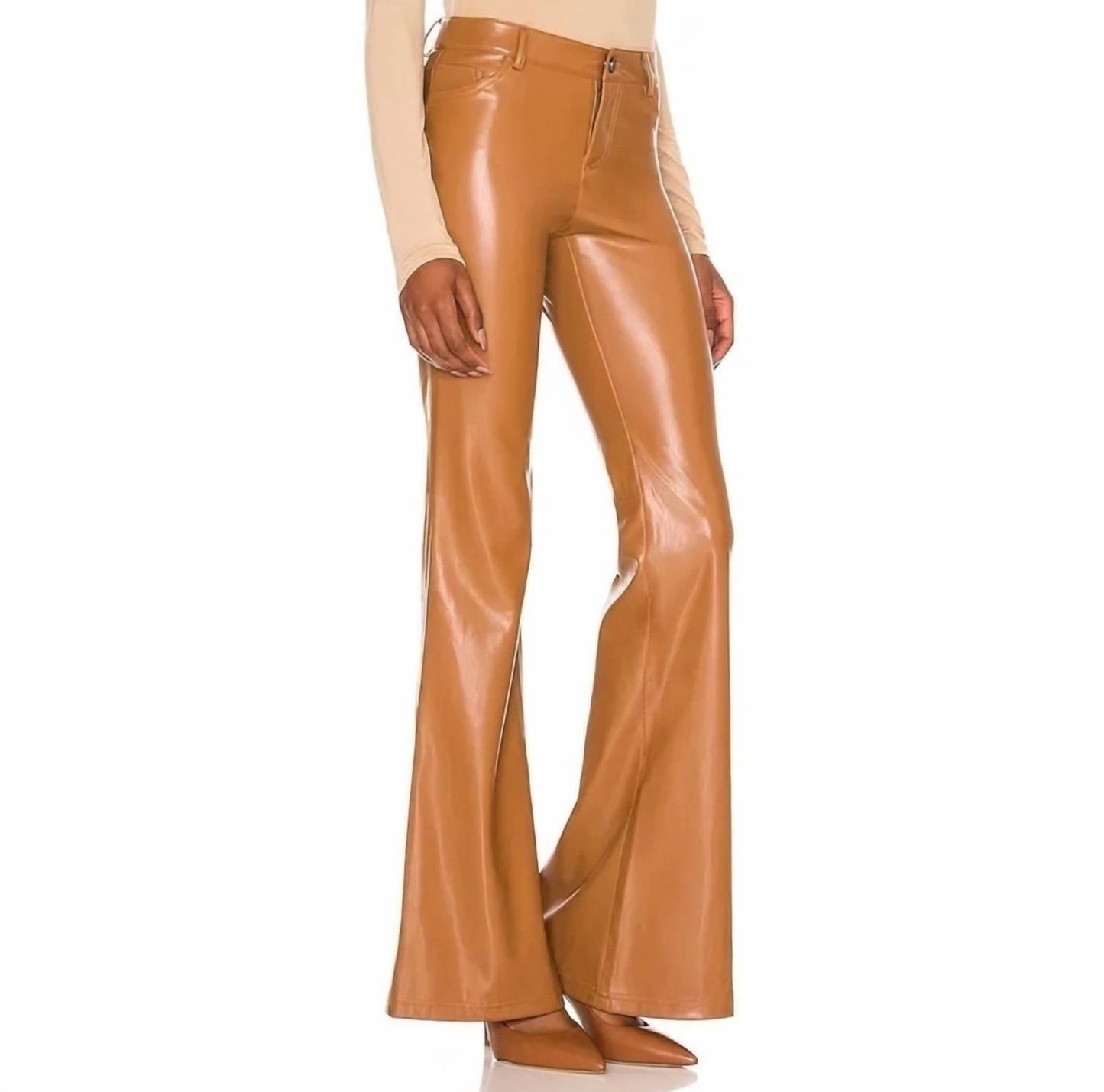 Alice + Olivia - Marshall Vegan Leather Crop Bell Pant
