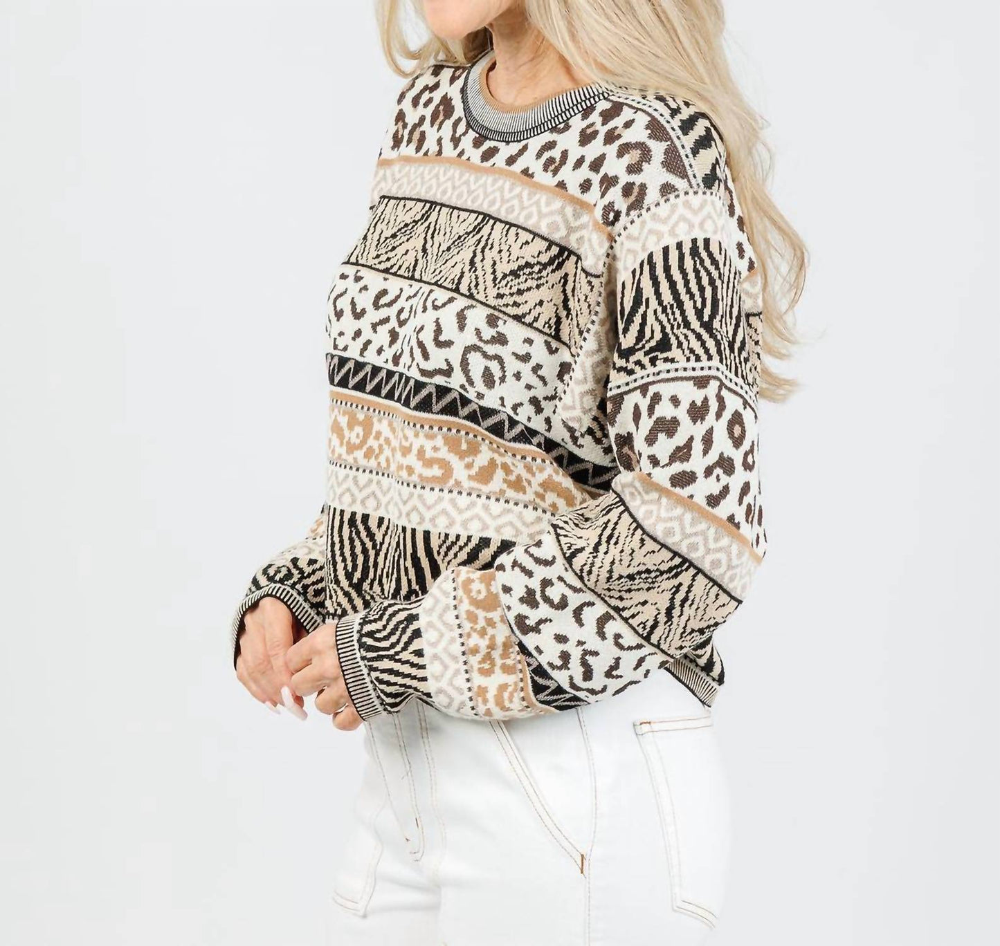 Oui - Women's Animal Print Sweater