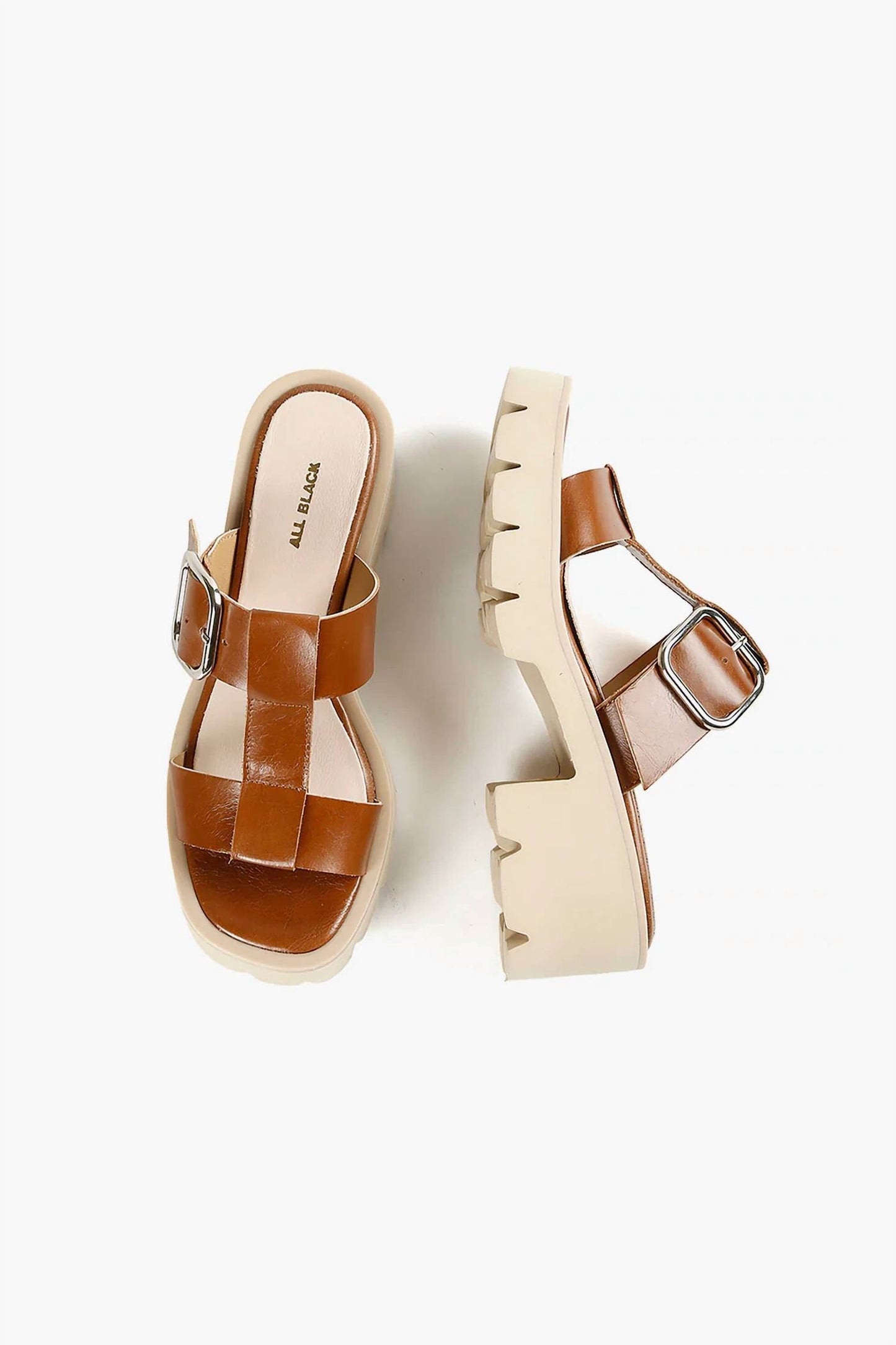 All Black - Women's Buckle Lugg Mule