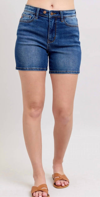 Judy Blue - 2 Button Mid Length Dad Shorts