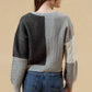 Blu Pepper - V-neck Patchwork Cable Knit Cardigan