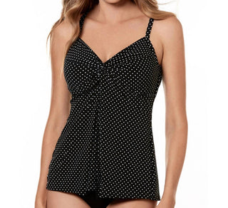 Miraclesuit - Top tankini com aro e nó de amor em ponto de alfinete