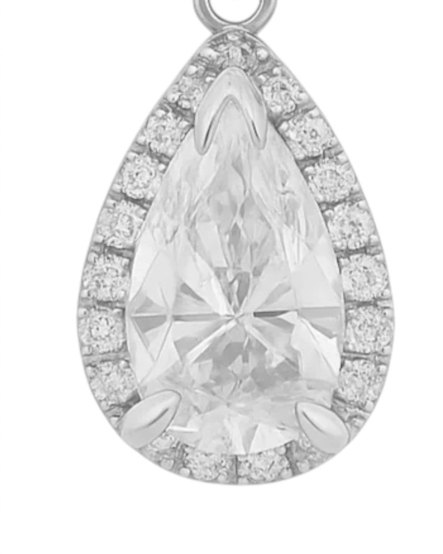 Allyanna Gifts - Women's Moissanite Pear Shape Halo Drop Huggie Earrings