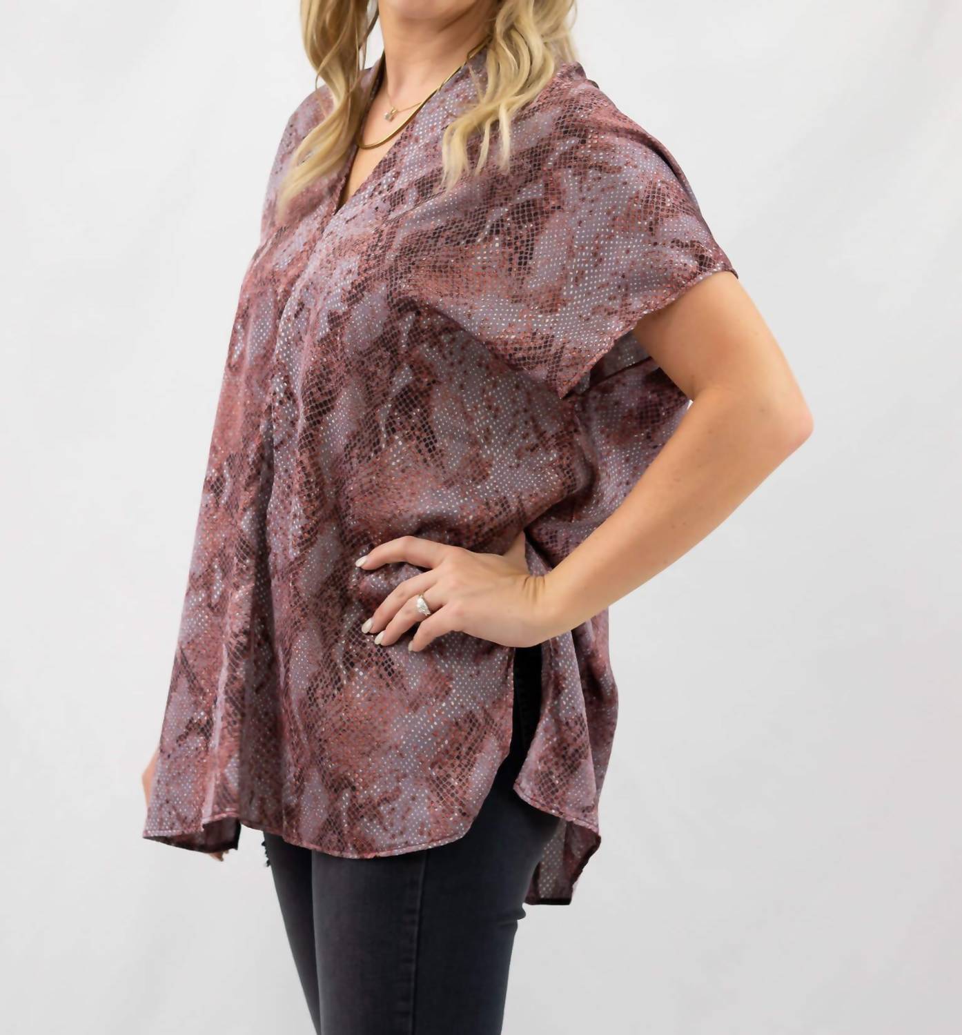 Adrienne - V-neck Snake Print Top