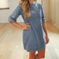 Lalavon - Denim Puff Sleeve Mini Dress