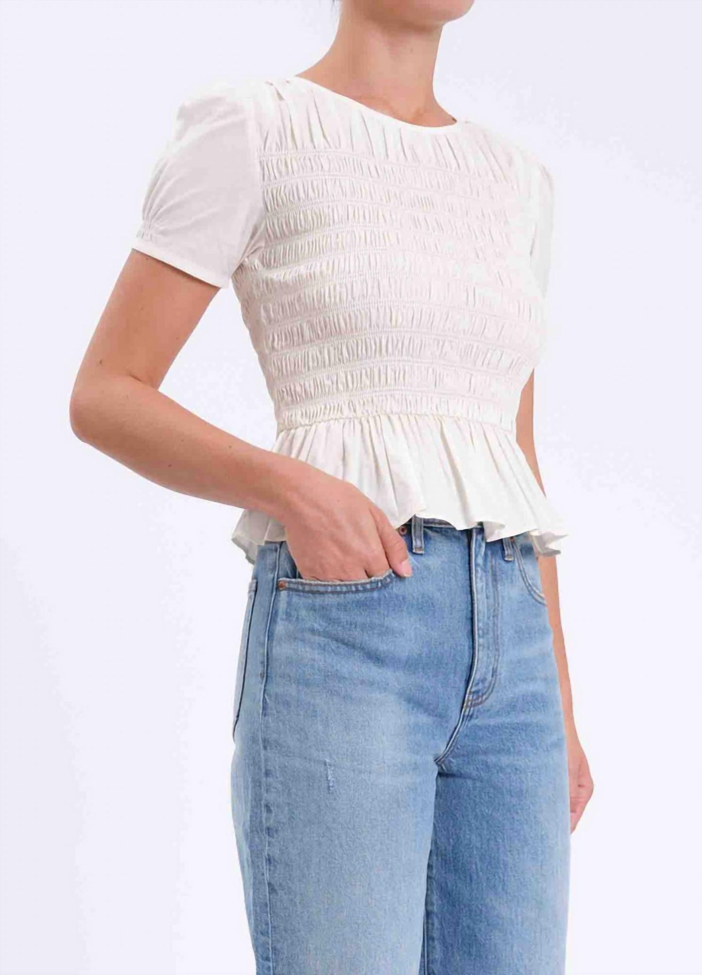 Daze - Chloe Smocked Puff Sleeve Blouse