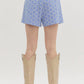 Entro - Chambray Denim Embroidered Shorts