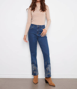 Charlie B - Straight-leg Stretch Jeans With Metallic Thread Embroidery