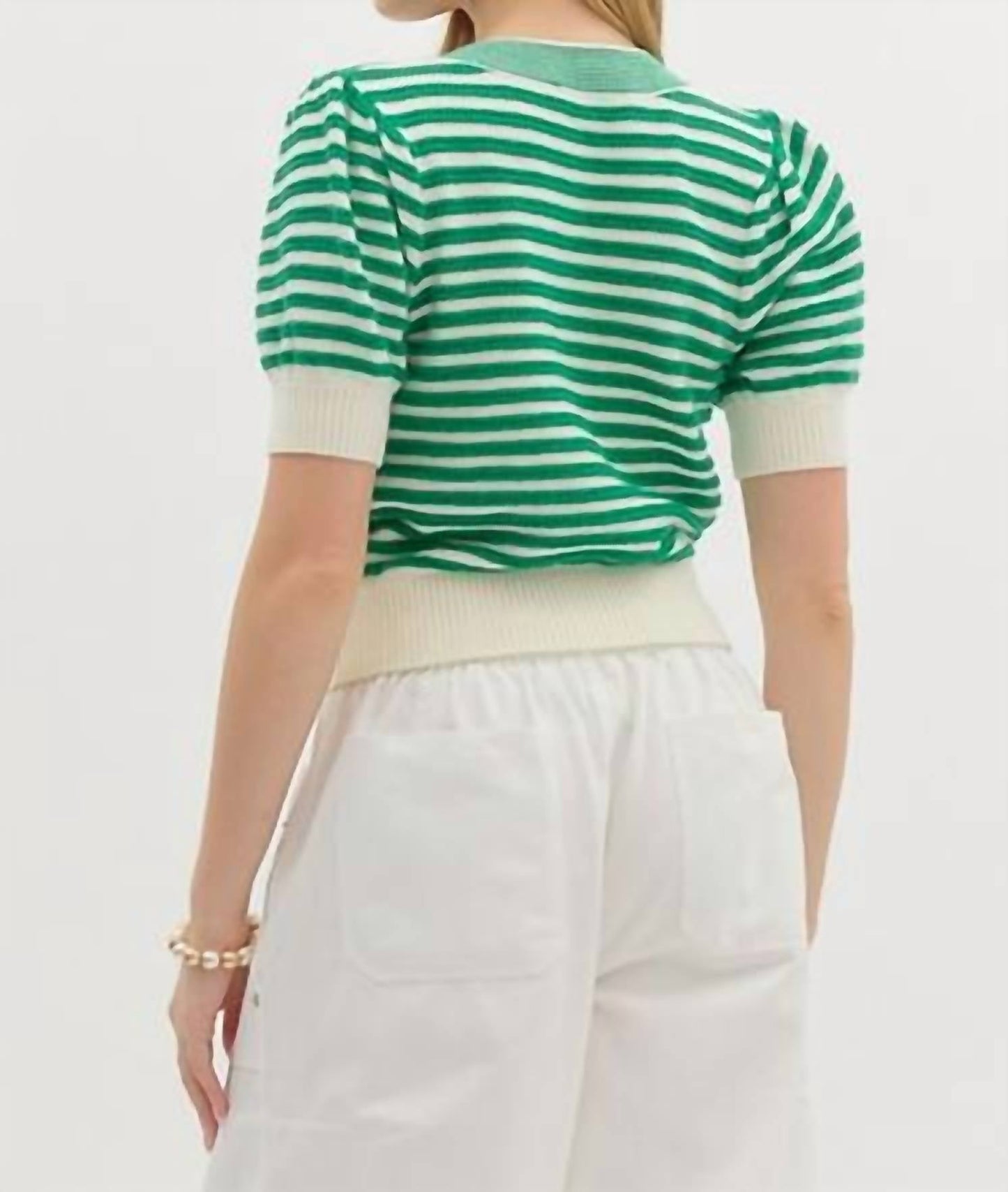 Entro - Julian Stripe Bow Front Knit Top