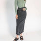 Recollection Brand - Frayed Hem Asymmetrical Stretch Denim Maxi Skirt
