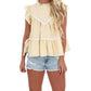 Blue Blush - Ribbon & Ruffle Contrast Top