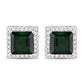 1.55 Carat Genuine Green Tourmaline and White Diamond 14K White Gold Earrings