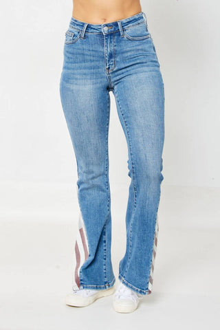 Judy Blue - Calça jeans flare com bandeira americana