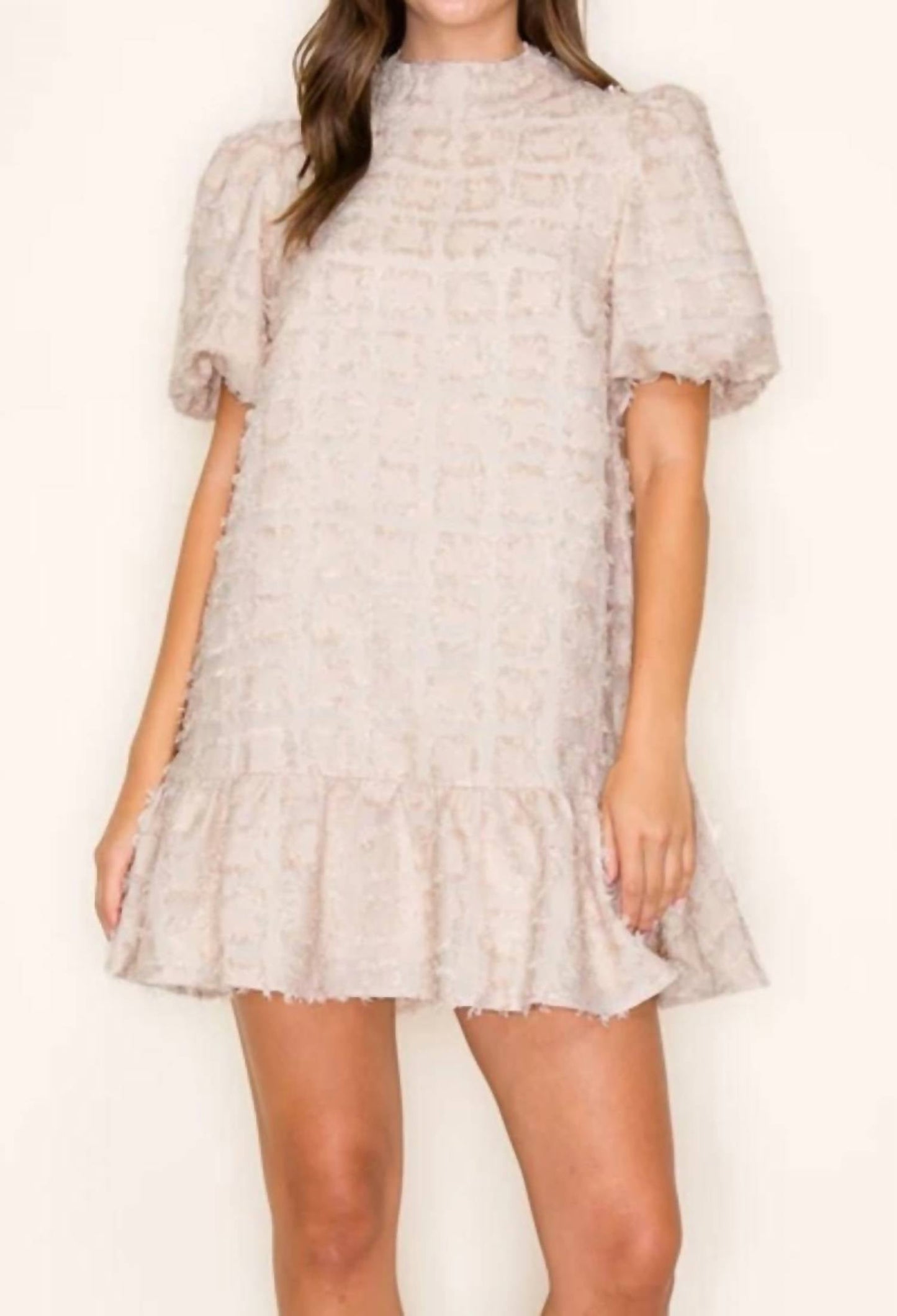 B.Right - Graceful Puff Sleeve Ruffle Dress