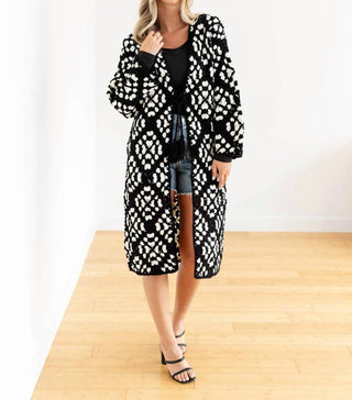 Elan - Cardigan longo de crochê com detalhes coloridos