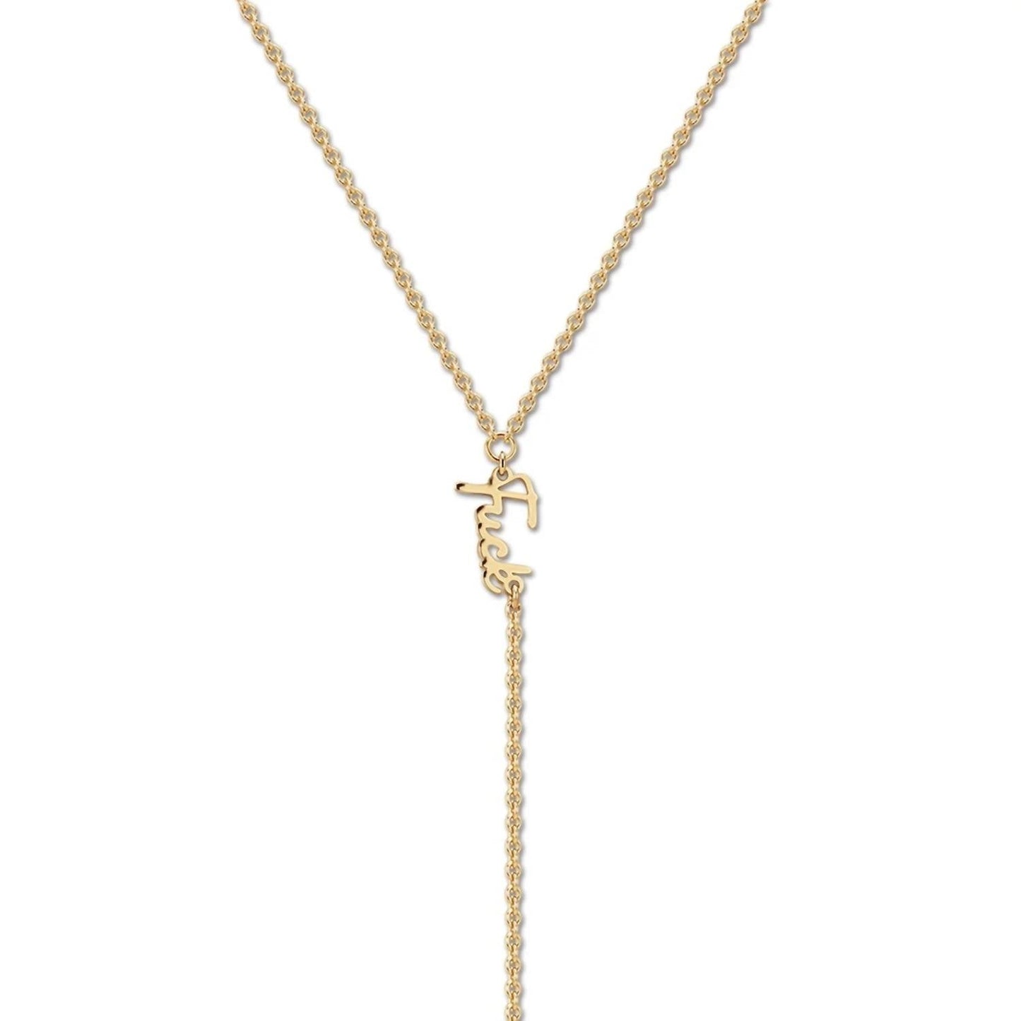 Eklexic - Women's Dainty Script F*ck Lariat Necklace