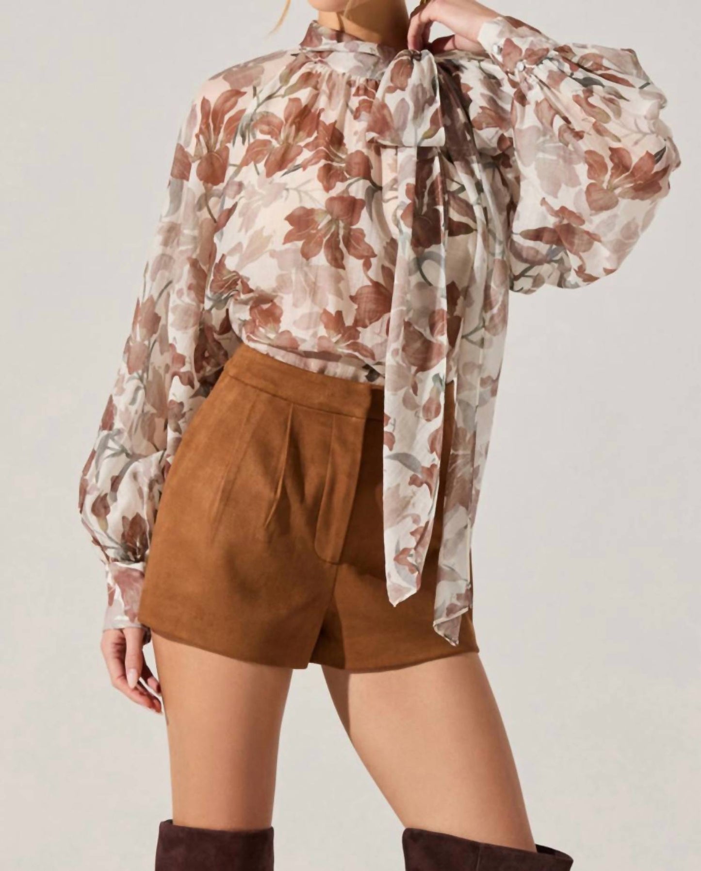 Astr - Cinthia Sheer Bow Tie Top