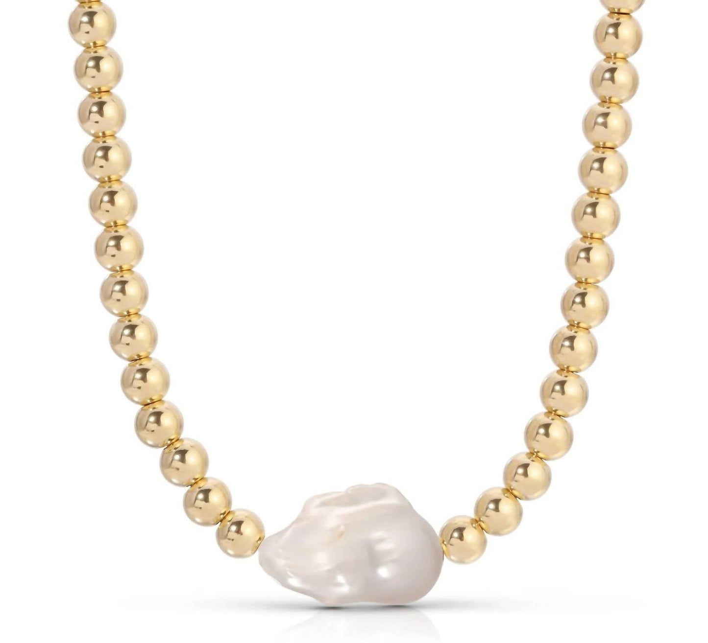 Eklexic - Colar feminino de pérolas e contas horizontais com papoula