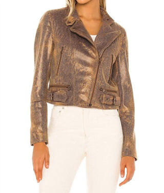 Free People - Jaqueta de couro vegano Fenix ​​Snakeskin Moto