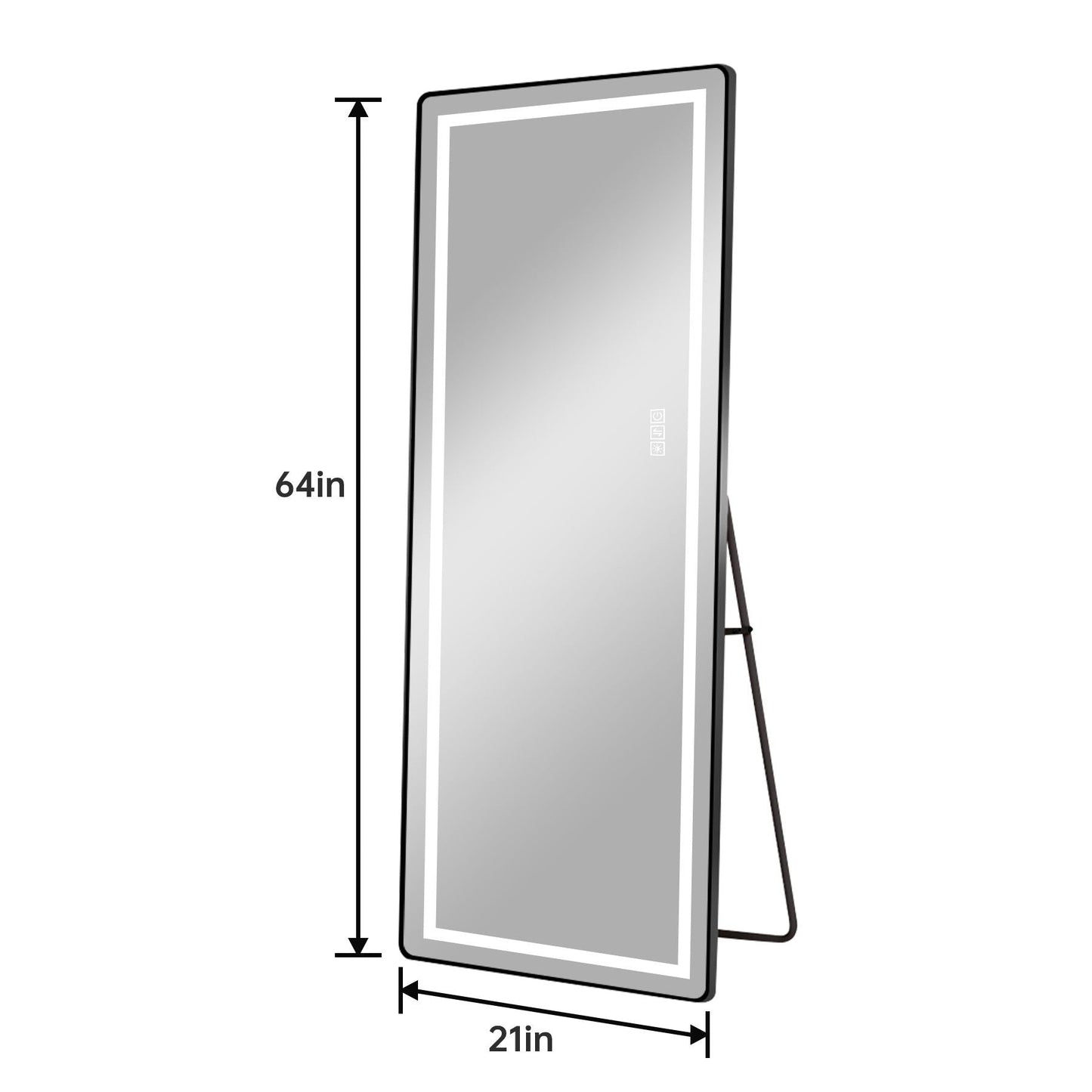 Full-Length Vertical Mirror With LED Light, Dimming Wall Mirror With Frame