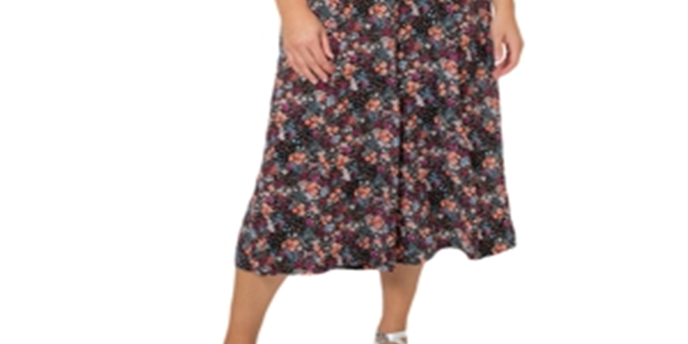 Macacão curto feminino Leota Skyler Floral com pernas largas, preto, tamanho 1X