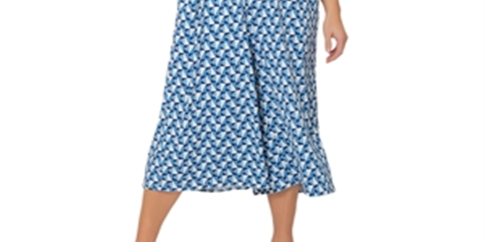 Macacão curto feminino Leota Skyler Floral com pernas largas, azul, tamanho 1X