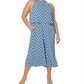 Leota Feminino Sunrise Geo Sea of ​​Belize Marshmallow Lord &amp; Taylor Skyler Cropped Macacão Vestido Azul Tamanho 3X
