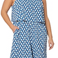 Leota Feminino Sunrise Geo Sea of ​​Belize Marshmallow Lord &amp; Taylor Skyler Cropped Macacão Vestido Azul Tamanho 3X