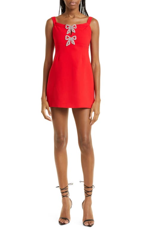 Self-Portrait Embellished Bow Off the Shoulder Crepe Minidress in Red  Size 6