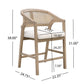 Wooden Frame Counter Stool with Rattan Back - Set of 2