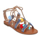 Breckelles - Women's Kylee Pom Pom Open Toe Tie Up Gladiator Sandals