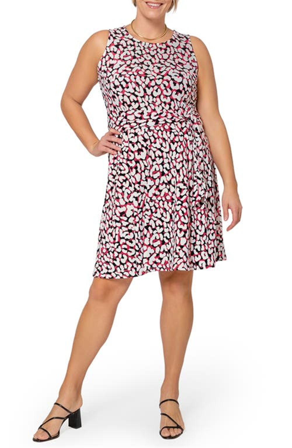 Vestido feminino Leota Calista com estampa animal rosa tamanho 3X