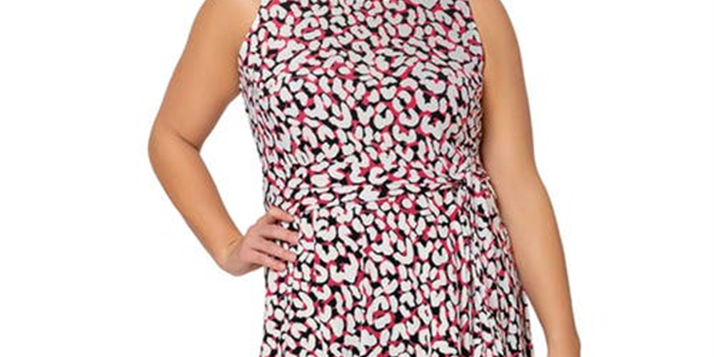 Vestido feminino Leota Calista com estampa animal rosa tamanho 3X