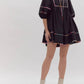 Entro - Solid Split V-neck Mini Dress