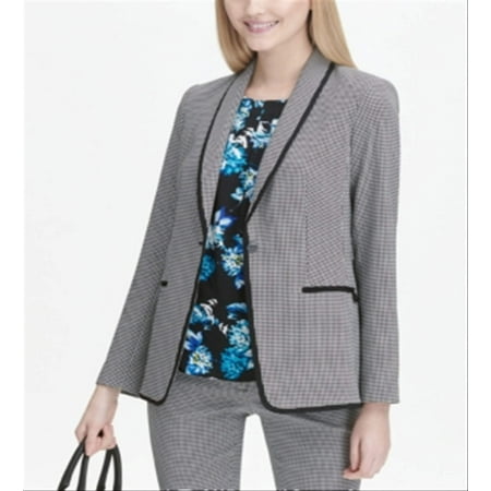 Calvin Klein Women's Printed One Button Blazer - Gray