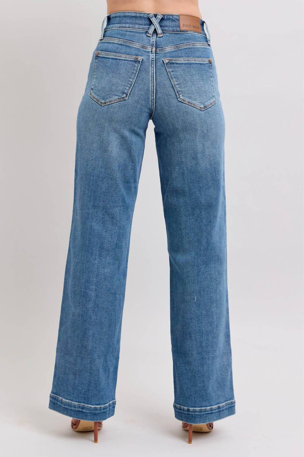 Judy Blue - High Rise Star Detail Wide Leg Jeans