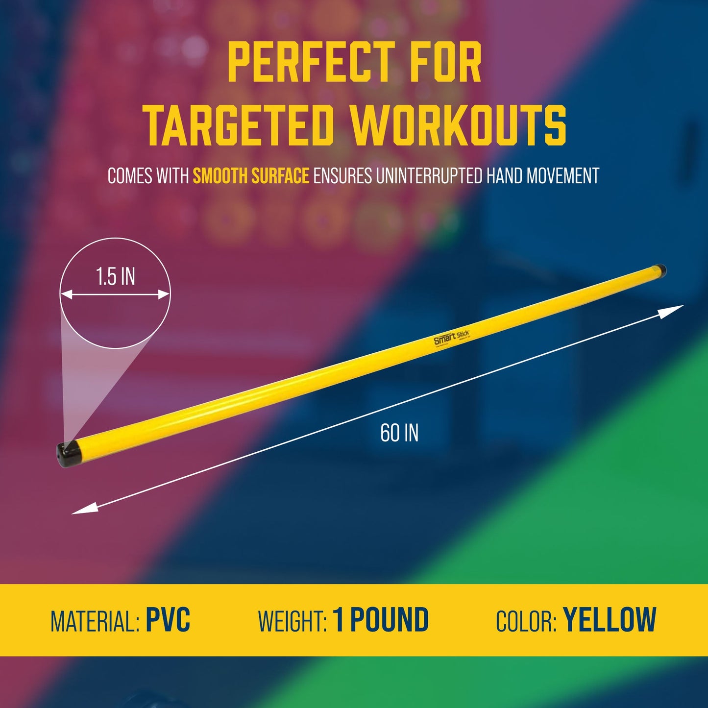 Equipamento de exercício Prism Fitness Smart Stick sem peso para equilíbrio, amarelo