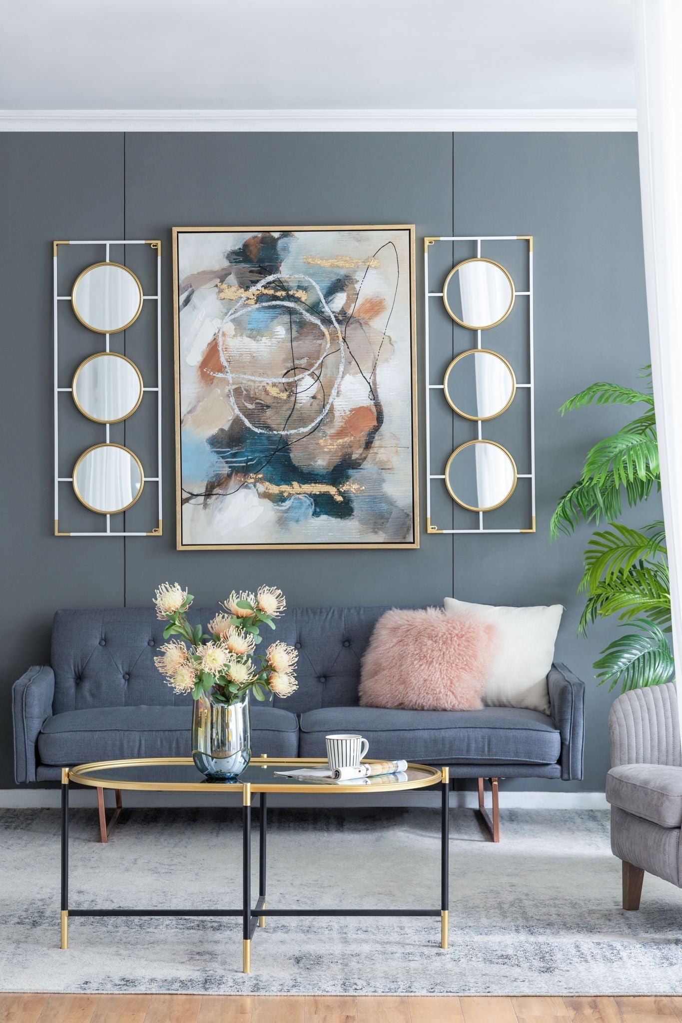 3 Mirror Piece Wall Mirror in Rectangular Frame