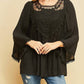 Entro - Crochet Lace Flare Sleeve Top - Plus