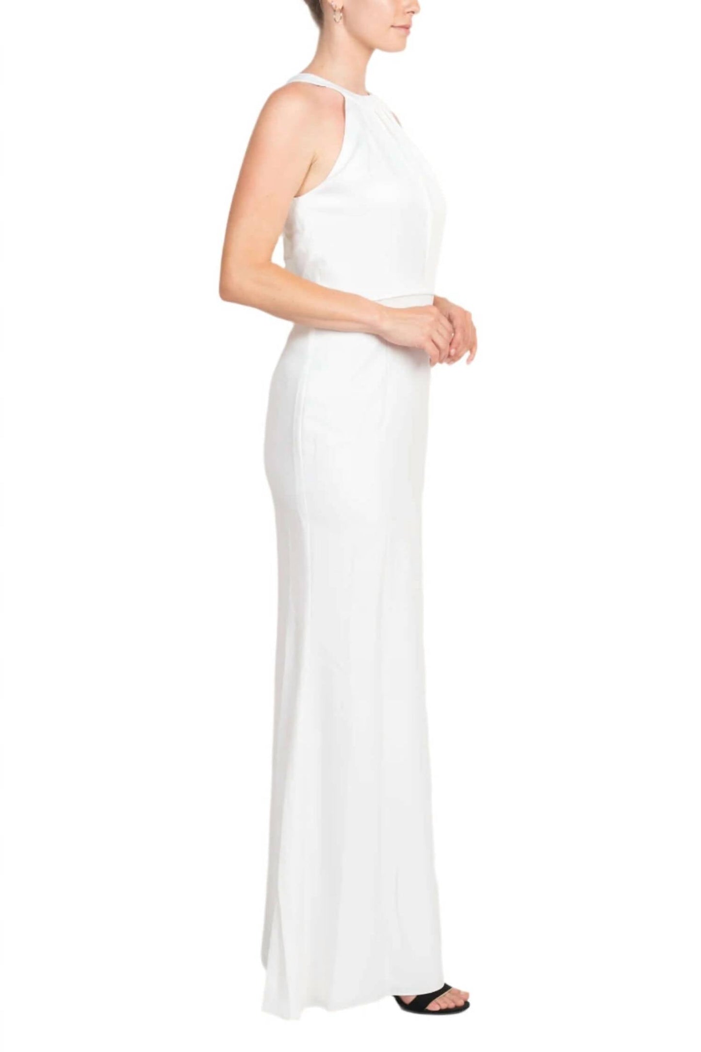 Adrianna Papell - Vestido de crepe sem mangas com decote halter