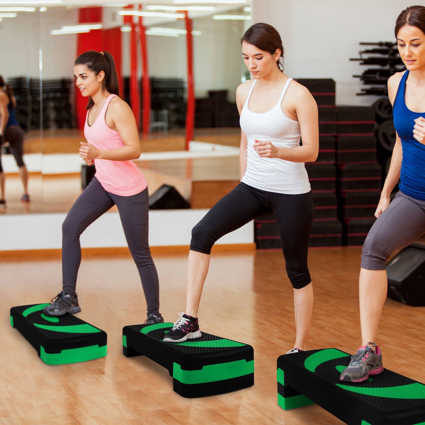 Plataforma de treino aeróbico ajustável BalanceFrom Fitness com elevadores