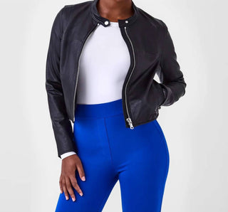 Spanx - Jaqueta de motociclista com textura de couro